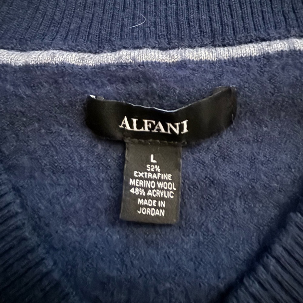 Alfani Kids Deep Blue V-Neck Sweater - Picture 2 of 3